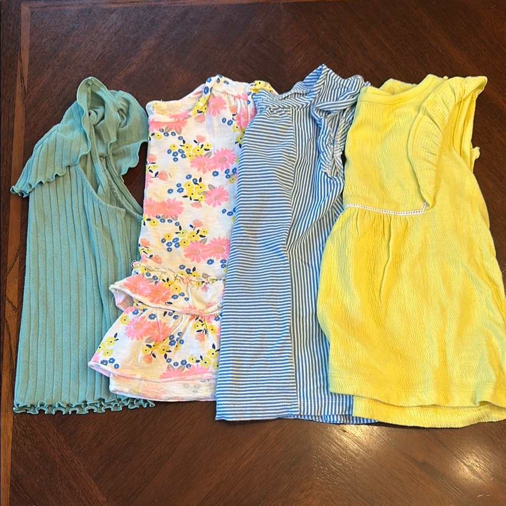 Cat & Jack Green and Blue Blouses with Ruffle Details